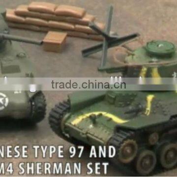 WWII Tank Series Japan Type 97 & US M4A3 Sherman Electric 1:72 RC IR BattleTanks