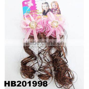 cute babies curly human hair wig with flower hair clip
