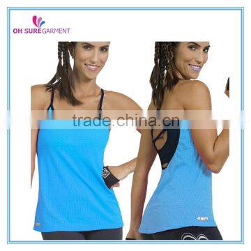 100% polyester womens shelf bra mesh sports singlet