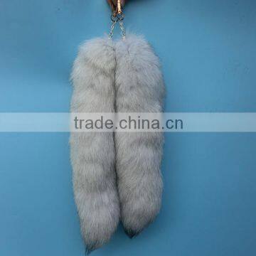 Genuine fox tail fur blue fox tail keychain for bag and garments