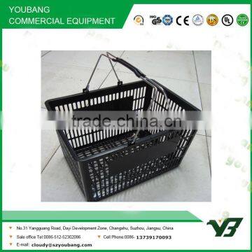 Hot sell good cheap 20 Liter HDPP black color double metal handle supermarket vegetable basket (YB-W012)