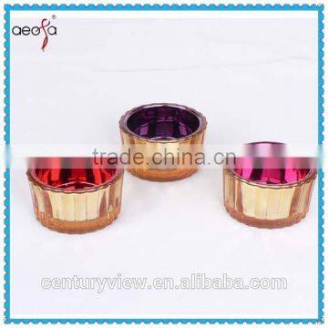 tea light glass candle holder set sprayed color metallic