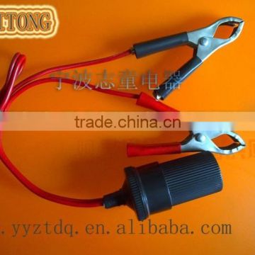 Female cigar socket receptacle adapter to clips