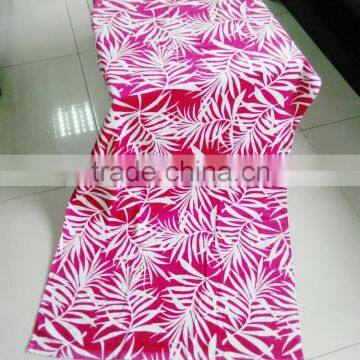 100% Cotton Hot Pink Full Screen Leaf Printing Beach Towel Printed Seaside Play Beach Towel photo-5