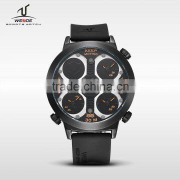 WEIDE Brand Outdoor Sport watch Big Dial Silicone Band quartz stainless steel watch water resistant Watches Men