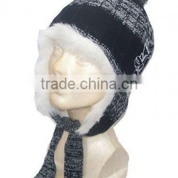 Black FUR Aviator Trooper Earflap Beanie Hat