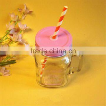 Clear Glass Mason Jar With Handle