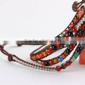 Wholesale Multi-layer Wrap Leather Bracelets & Bangles Fashion POP Jewelry 75cm Free Shipping! photo-3