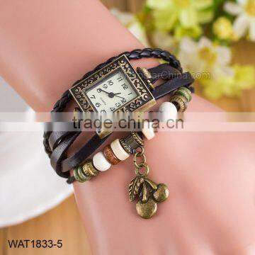 Wholesale Vintage Green Faux Leather Ladies Bracelet Watch