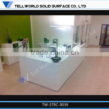 Tell World white modern reception desk design for small office