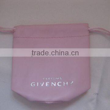 2013 new PU drawstring bag packaging linened silver logo alibaba china