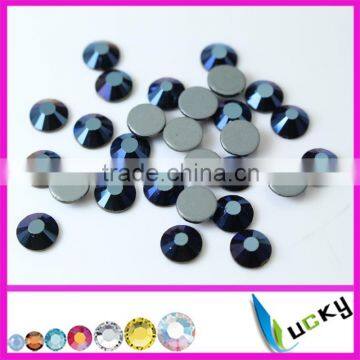 Top quality DMC Blue hematite color hotfix rhinestones with glue