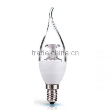 LED candle bulb 4W E14 250lm Clear Flame cover cup lens 85-265V
