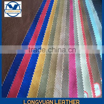 Embossed finished python skin leather for shoe/bag/upholstery/car cheap fabric with imitation backing in china manufacturer