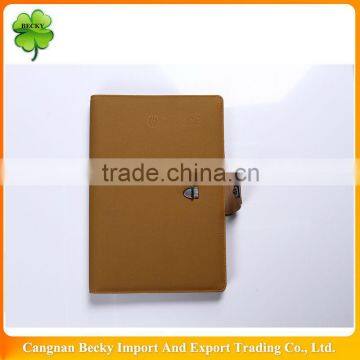 2015 High quality leather notebook with button closure