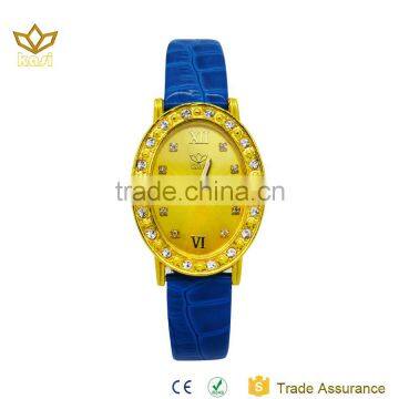 New arrival blue genuine leather gold big dial automatic watch winder quartz watch women 9086