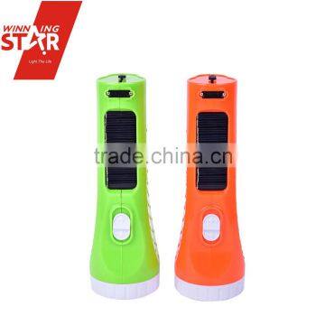 2 Gear Dimming 1 Tube+1 LED Solar Rechargeable Green LED Flashlight