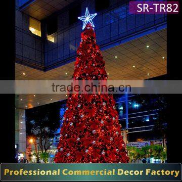 Customize 5m 6m 8m 9m 12m 15m outdoor large giant LED lighted christmas tree with bow decoration for plaza