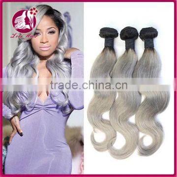 Aliexpress wholesale virgin original burmese sew in human hair weave ombre straight 1b gray hair extension