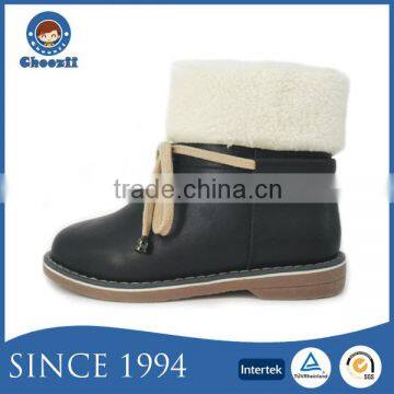 Choozii 2016 Winter Warm Leather Girls White Fur Ankle Kids Boots