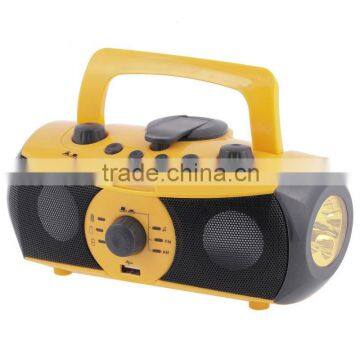 Portable Mini Camping torch dynamo flashlight with am/fm radio and moible phone charger indoor/outdoor use