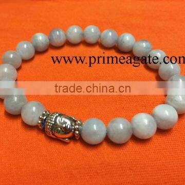 Natural Aquamarine Stretchable Buddha Bracelet | A grade good quality gemstone bracelet | Agate new jewelry 2016 bracelets