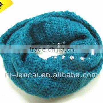 Fashion acrylic mohair knitted sequin loop scarf