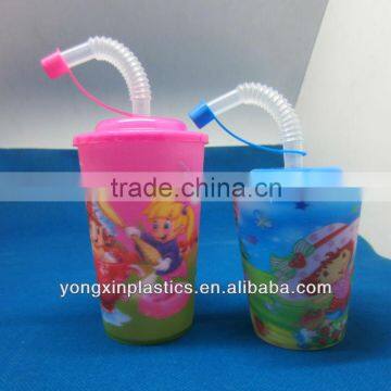 3d straw cup with straw for children