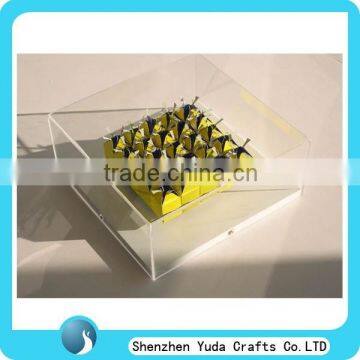 Square acrylic storage trays with lid, plexiglass display tray, lucite retail display tray in high quality