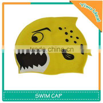 Yellow Animal Print Children Silicone Fish Swim Cap