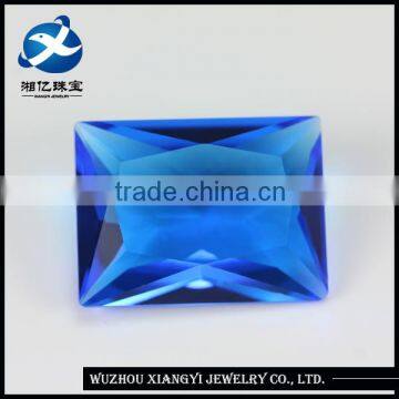 Lab-created 8*10mm blue sapphire rectangle crystal glass beads for decoration