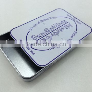 dongguan professional oem metal empty sliding tin box, tin gum box