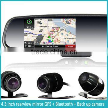 germid 4.3 inch Win CE system GPS Navigation rear view mirror with Bluetooth and backup camera display