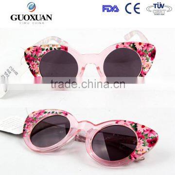 Pink cat eye flower Children wholesale girls sunglasses latest fashion