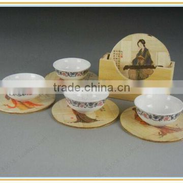 Classical Chinese Bamboo Cup Mat, Round Bamboo Table Mat.