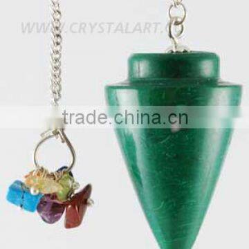 Green Jade Chakra Chips Pendulum