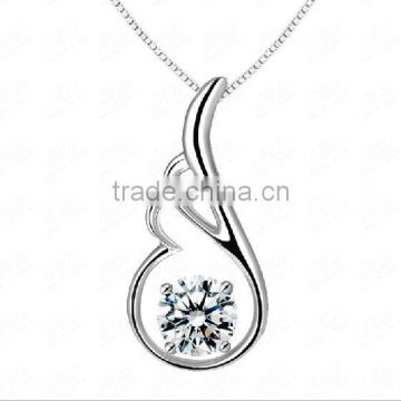 simple lucky design girls fashion 925 silver rhinestone angel wing pendant necklace