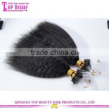 Top Quality Kinky Straight Hair Extension 100% Unprocessed Human Virgin Brazilian Micro Ring Loop Hair Extensions photo-2