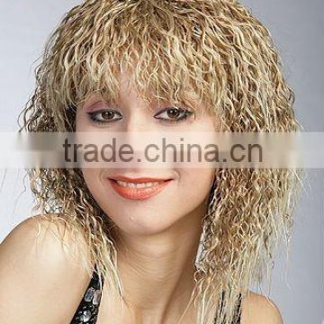 Wholesale price afro curly long blonde synthetic hair style wigs