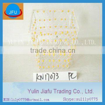 Home & decorative yellow square pearl waster bins