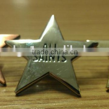 ALL SAINTS gold/silver/brass star shaped metal lapel pin badge