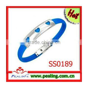 Factory price 316L Stainless steel bracelet love silicone bracelet