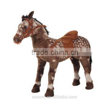 Qaba 29" Plush Standing Horse Toy with Sound - Light Brown/White