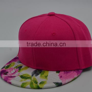 wholesale 6panel caps full floral print flat snapback cap