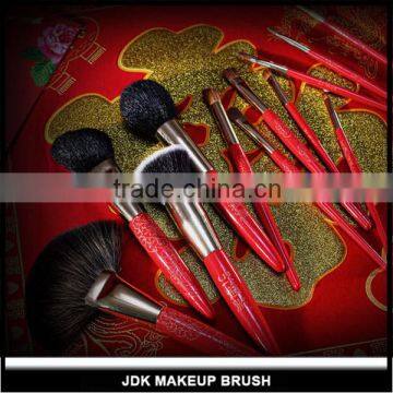 12 Pcs Cosmetic Brush Kit China Wedding Foundation Brush Set Wood Makeup Brushes Red Box photo-4