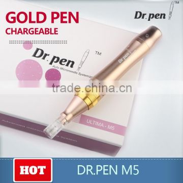 Newest Gold Metal derma pen rechargeable Dr.pen M-5 Auto Skin care Electric micro needle Derma Stamp Therapy Pen Anti Aging