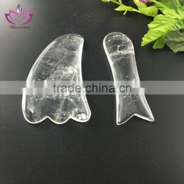 fish shape Chinese natual crystal amethyst stone guasha tools scrapping massager body massager