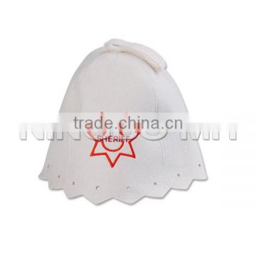 Sauna Cap with Embroidery, Felt Russian Sauna Hat