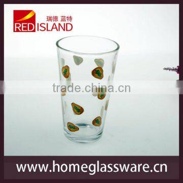 glass manufactory supply 15oz tumbler print fruit glass cup for drinking