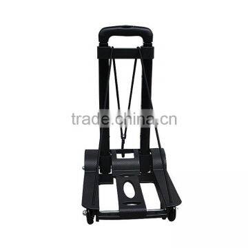 Mini Folding Shopping Cart With 2 Wheels/Lightweight Black Iron Alloy Folding Luggage Cart/ Portable Hand Trolley photo-4